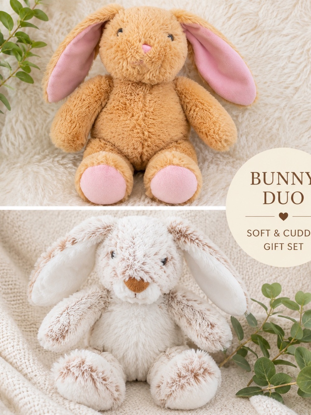 2 Bunny Plush Bundle Build-A-Bear & Melissa & Doug Soft Stuffed Rabbits